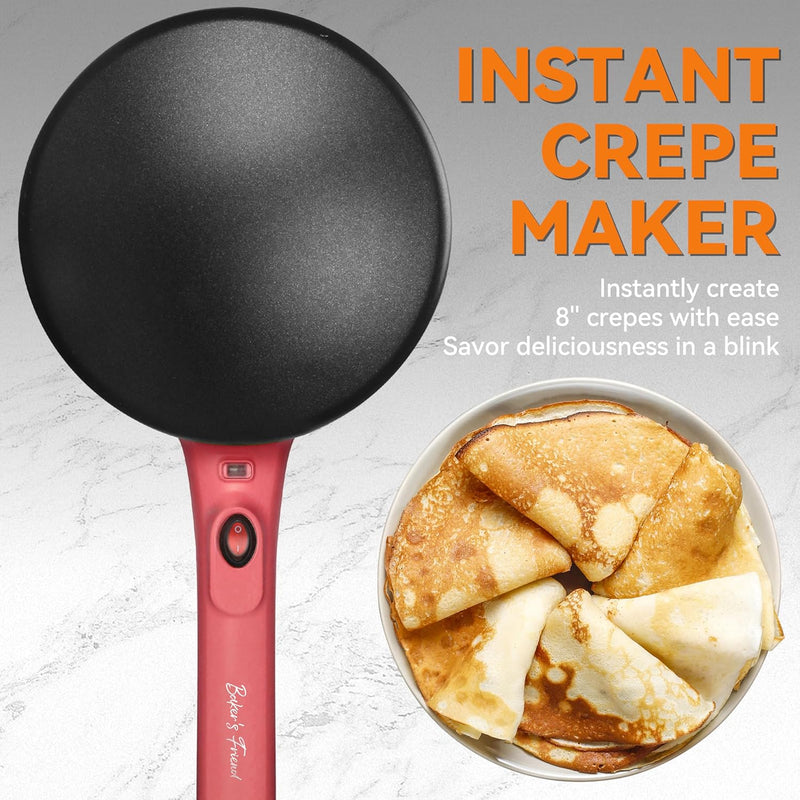 Electric Crepe Maker Machine – 20CM Non-Stick Pancake & Crepe Maker (800W)